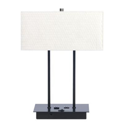 China Modern Warm White USA Factory Price Hotel Bedside Indoor Modern Nightstand Table Lamps With Fabric Shade for sale