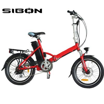 China SIBON B0510106 6 Speed Aluminum Alloy CE Red Color 36v 250W Lithium Alloy Foldable Frame Motor Suspension Fork Brushless Bike Electric for sale