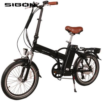 China CE Color 36v 250W Aluminum Alloy SIBON B0510104 Lithium Battery Folding Alloy Frame 6 Speed Bicycle Black Color 36v 250W Electric Bike for sale