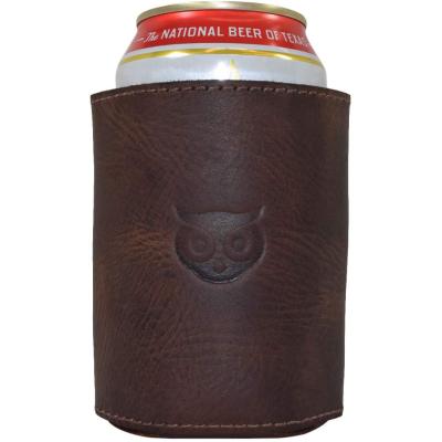 China Customized debossed leather insulated logo box cooler/leather stubby cooler/leather stubby holder for sale