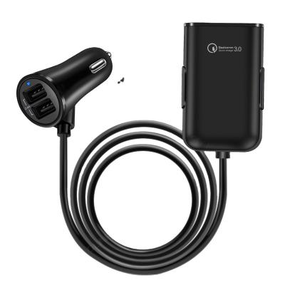 China Black High Speed High Speed Phone Holder For Car Charger With USB Cable QC 3.0 With 4 USB Ports Car Phone Charger for sale