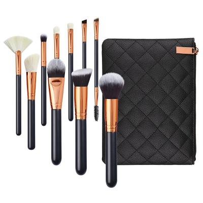 China Hot Sales Black Smudge Brush Makeup Brushes Professional Synthetic Hair 10pcs Cosmetic Set Brush For Powder Cream for sale