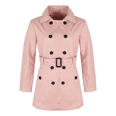 China Wholesale Lady QUICK DRY Cotton Double Breasted Belted Ditch Ladies Pink PVC Coat Women for sale