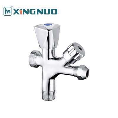 China Male Threaded Double Switch Bibcock Angle Valve Washing Machine Bathroom Brass Valve 3/4