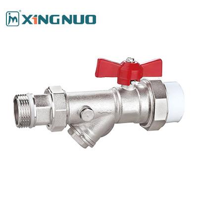 Chine Y bande 3 voies soupape à bille en laiton soupape papillon nickel plat Pression nominale max 25 bar Filtrage de l'eau à vendre