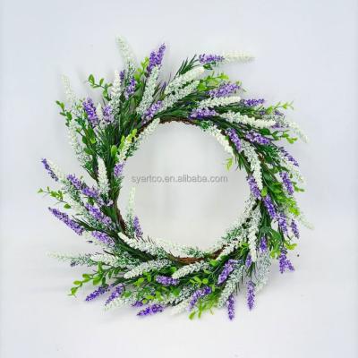 China Europe Style Spring Artificial Flower SYART Beautiful Lavender Flower Wreath Colorful Indoor Garden Decoration for sale