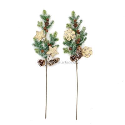 China Christmast Ornament SYART Christmas Gifts Decoration Supplies Pine Needle Pinecone Snowflake Ornaments Wooden Branch for sale