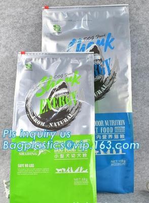 Chine Sac d'aliment pour animaux familiers du sac 10kg de joint de quadruple de tirette de glisseur, joint de quadruple de gousset de côté papier d'aluminium de fauteuil poire de café de fond plat de lien de bidon/ à vendre