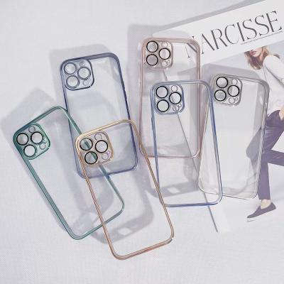 China Shockproof Soft Transparent Clear Anti-falling Shockproof Plating Bumper TPU Phone Case For iPhone 13 12 11 pro XS max 7 8 for sale