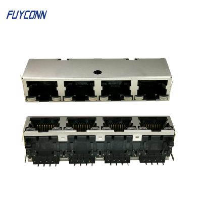 中国 1x4は4*8P 32 Pinの女性のソケットPCB RJ45モジュラー ジャックのコネクターを左舷に取る 販売のため