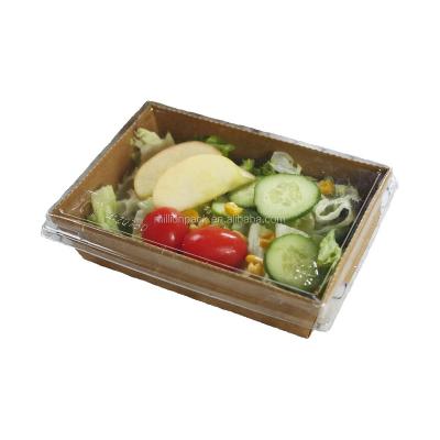 China Disposable 48MM Customer Print Take Away Kraft Paper Salad Box for sale
