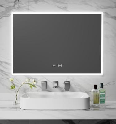 China Smart LED Bathroom Mirror with Anti-Fog Function, Time & Temperature Display, Stepless Dimming, Waterproof Design, Dual-Touch Control, 3000K~6000K Color Temperature, a Customizable Dimensions & Funct for sale