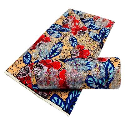 China top fashion 2021 golden wax fabrics / african printed wax fabrics,wax with sequins for sale