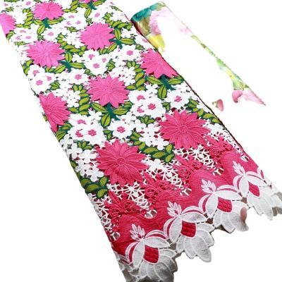 China Supoo African Luxurious Modern Embroidery Designs High Quality Guipure For Wedding Cord Lace With Rhinestones for sale
