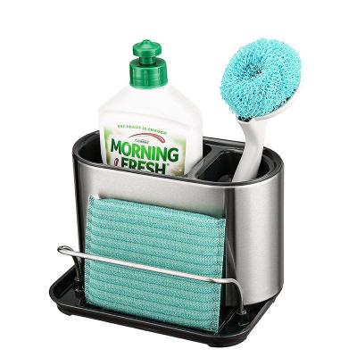 China Metal Type Stainless steel kitchen organizer sink organiser drainer rack sponge holder for sale