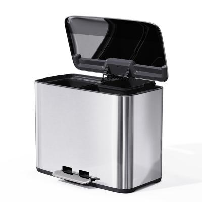 China Silver Stainless Steel Pedal Step Open Garbage Can For Household Office for sale