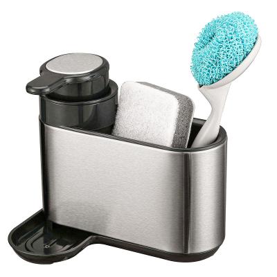 China Functional Kitchen Space Selection Supported Stainless Steel Kitchen Sink Organizer With Sponge Holder And Drainer Rack for sale