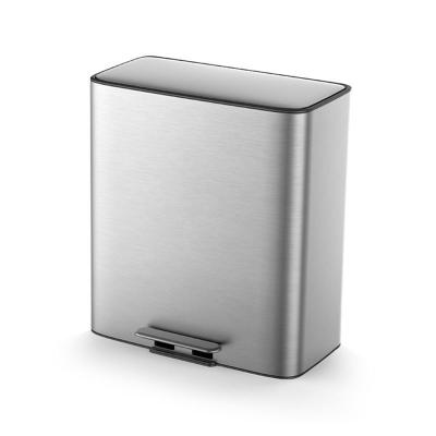 China Structure Foot Pedal 28L*2 Stainless Steel Soft Close Square Trash Bin for Waste Management in Living Room and Office for sale