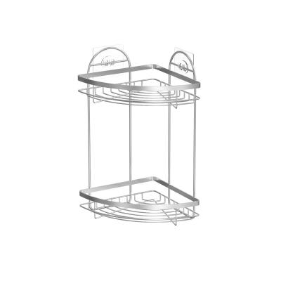 China 2 Tiers Easy Install No-Drilling Wall-Mounted Shower Caddy Space-Saving Stainless Steel Corner Rack For Bathroom for sale