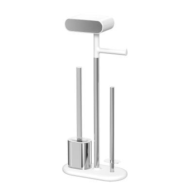 China Stylish Disassembled Stainless Steel Toilet Brush And Toilet Paper Holder Set For Bathroom with sundry organizer rack for sale