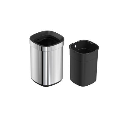 China 8L/12L/20L/30L Stainless Steel Household Storage Bucket SS Rectangle Trash Bin Without Lid Open Top Waste Bin for Office for sale