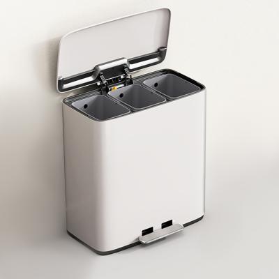 China 28Lx2 dual compartment trash can Soft Close Recycle Trash Bin Foot Step Trash Can For Living Room Office for sale