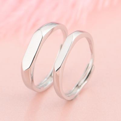 China Fashion Silver Plated Simple Adjustable Free Custom Name Engraving Brass Copper Rings DIY Minimalism Anniversary Day Memorial Rings for sale