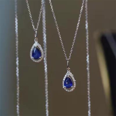 China Cute New Arrival Minimalist Tasty Women Sapphire Necklace 18k Pure Gold Necklaces for sale