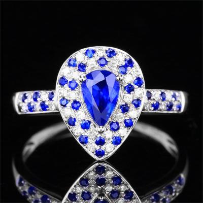 China Pure Ring Blue Real Diamond Price 18K Gold Wedding Ring Set Diamond Machine New Design CLASSIC Fashionable Jewelry for sale