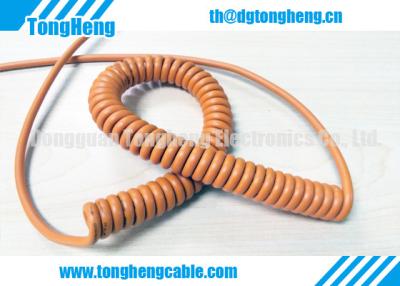 China Orange Colour TPE Sheath Custom Spiral Retractable Cable with UL Approval Mark for sale