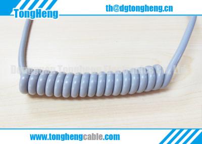 China Glossy Gray Colour Long Flex Life TPU Coated Customized Coil Cable for sale
