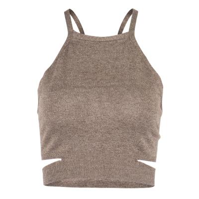 China Brand New Breathable Comfortable Women's Knitted Strap Halter Party Camisole Brown for sale