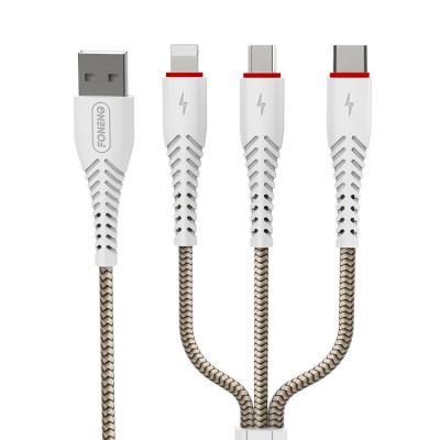 China Mobile Phone Types FONENG High Speed Charger USB Cable 3 in 1 USB Cable 3ft Mobile Phone USB Data Cable for sale