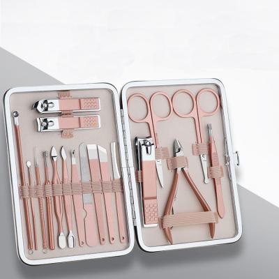 China 18pcs Facial Care Manicure Pedicure Set Professional Nail Stainless Steel, Pink Manicure Pedicure Set Tool Kit for sale
