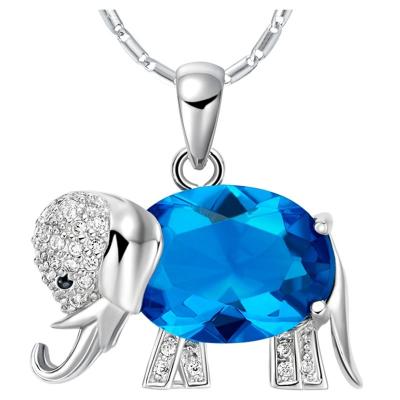 China Big Romantic Good Luck Elephant Shape Crystal Drop Pendant Necklace, Earrings and Rings Wedding Jewelry Set For Women Bridal Anniversary for sale