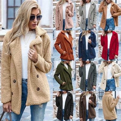 China autumn and winter style Anti-wrinkle button warm lapel loose sweater cardigan sheep toughen woolen coat for sale