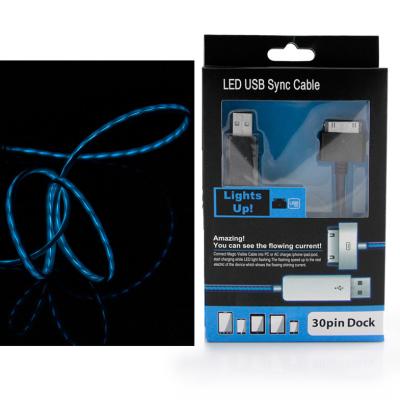 Chine Goupille plate d'Apple 30 de lumière visible d'instantané de noir de nouille au câble d'USB 2,0 à vendre