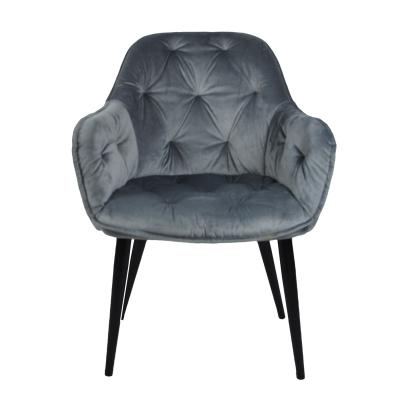 China KD Packing Gray Velvet Dining Chair Classic Lounge Arm Seat for sale