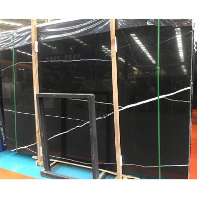 China Black Marble Tile 24x24,Chinese Cheap Price Modern Black Nero Marquina Black Stone Slab Natural Marquina Marble for sale