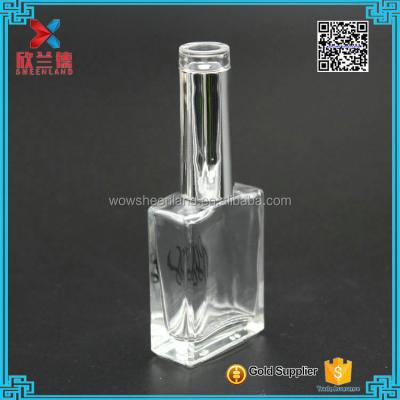 China Empty Clear Personal Care 17ml Cosmetic Glass Nail Art Polish Factory Square Packing Bottle With Cap for sale