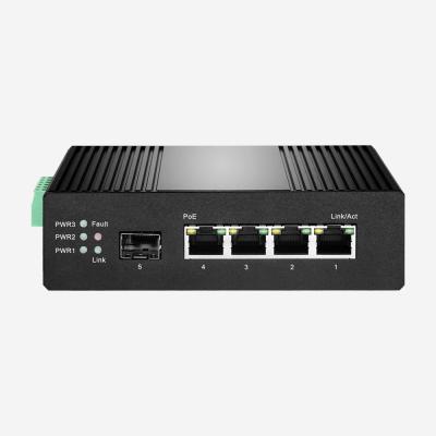 China 4GE 1SFP Industrial Gigabit PoE Switch 10Gbps 5 Port Ethernet Switch for sale