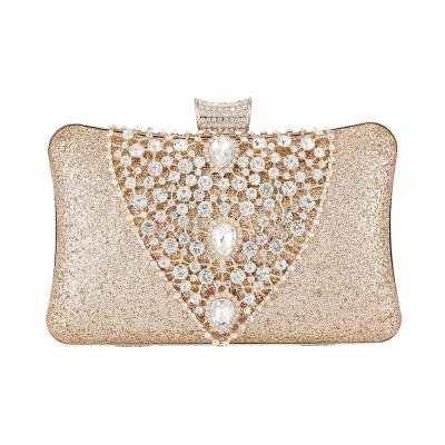 China 2021New hollow jeweled bridal shoulder bag rhinestone banquet evening clutch bag PVC dinner bag clutch bag for sale