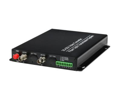 中国 音声と埋め込まれるを用いる繊維光学のコンバーターへの2つのチャネルHD SDI + 1つのCH逆RS485データHd sdiビデオ送信機 販売のため