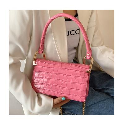 China New Fashion Summer Crocodile Print Shoulder Bag Metal Strap Stone Pattern Messenger Trendy Simple Small Cross Large - Body Armpit Purse Bag for sale