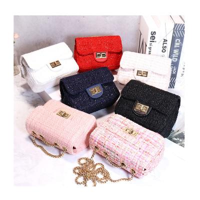 China Fashion Children Fashion Cotton Canvas Bags MINI Tweed Shoulder Bags For Girls Designer Luxury Handbag Female Travel Chain Tote for sale