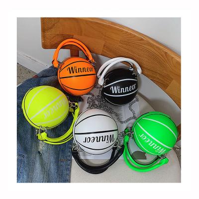 China Fashion Small Personality Basketball Handbag Fashion Women Chains Creative Messenger Handbag Bag Female Mini Round Letter Shoulder Tote for sale
