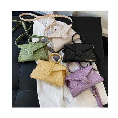China Fashion Women Bags Designer Round Handle Luxury Female Handbags Envelope Clutches Shoulder Bag Small Croco-Effect Trapezoid Totes for sale