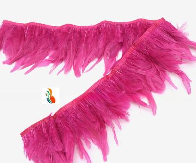 China 4-6inch Length Party Decoration Rooster Feather Fringe Trimming with Wire Accessory 1 Yard for sale