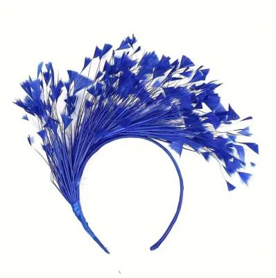 China Millinery Supplies Fascinator Hat Decoration Triangle Feather Flower With Headband for sale