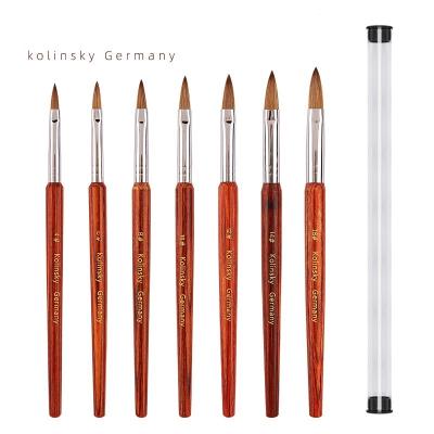 China Acrylic Nail Brush Art With Different Sizes Ruiya Kolinsky Classic Design Eco-friendly Red Wood Handle Top Quality for sale
